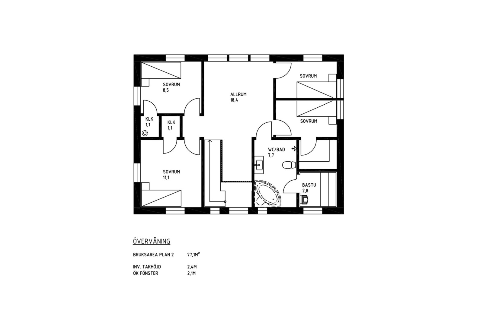 Alternativ Planlösning övre plan Branta backen 6G