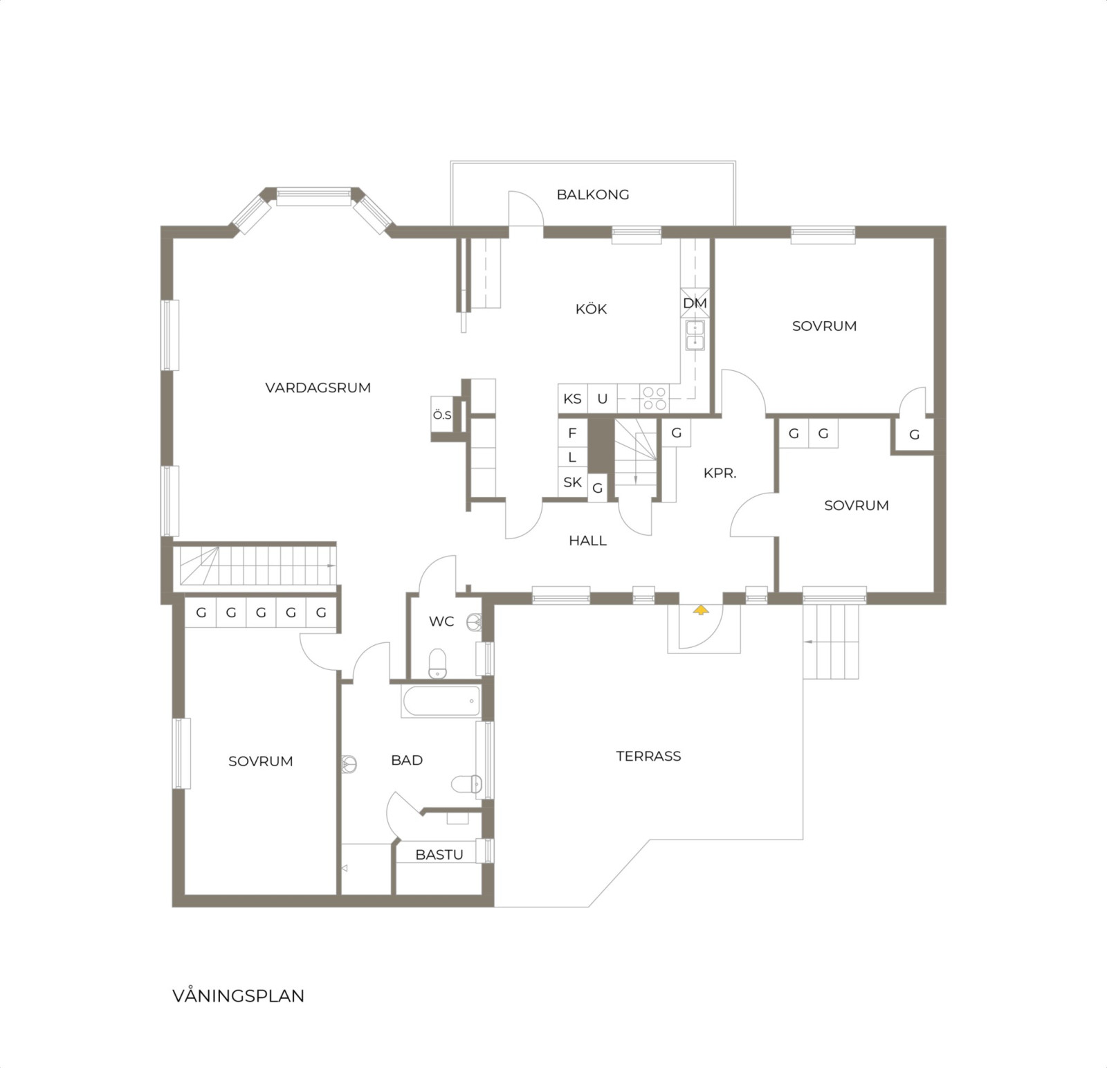 Planritning, entréplan Edsviksvägen 104