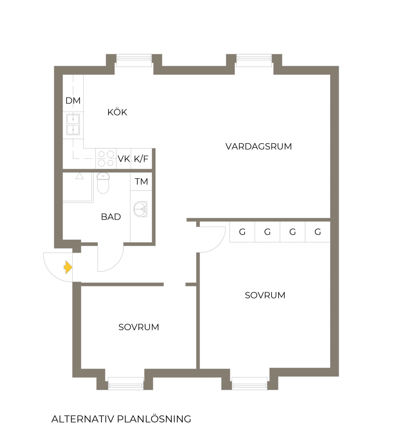 Alternativ planlösning Vendestigen 1