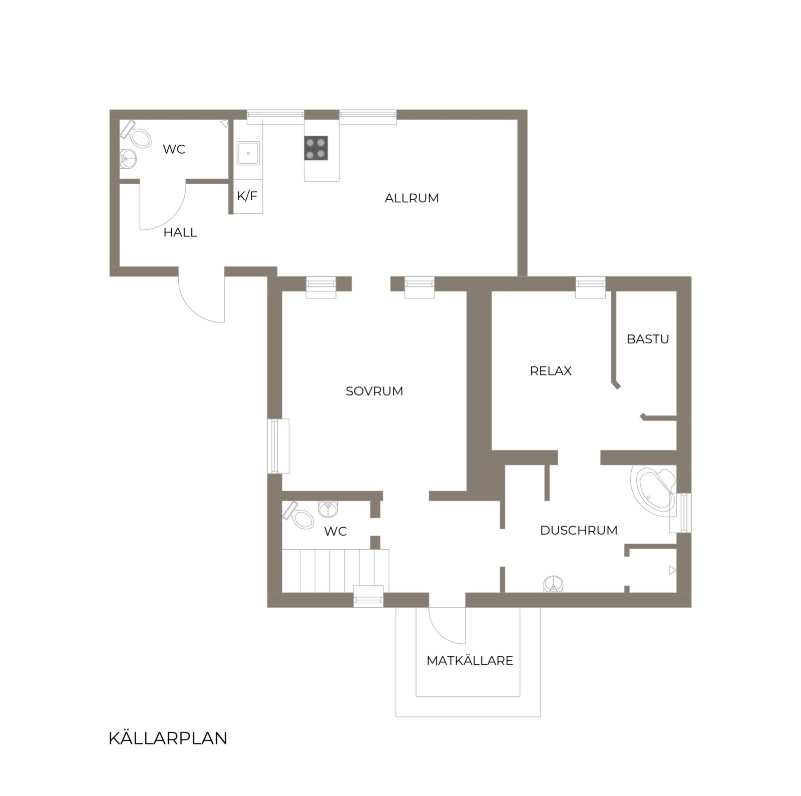 Planritning, källarplan Terrassvägen 11