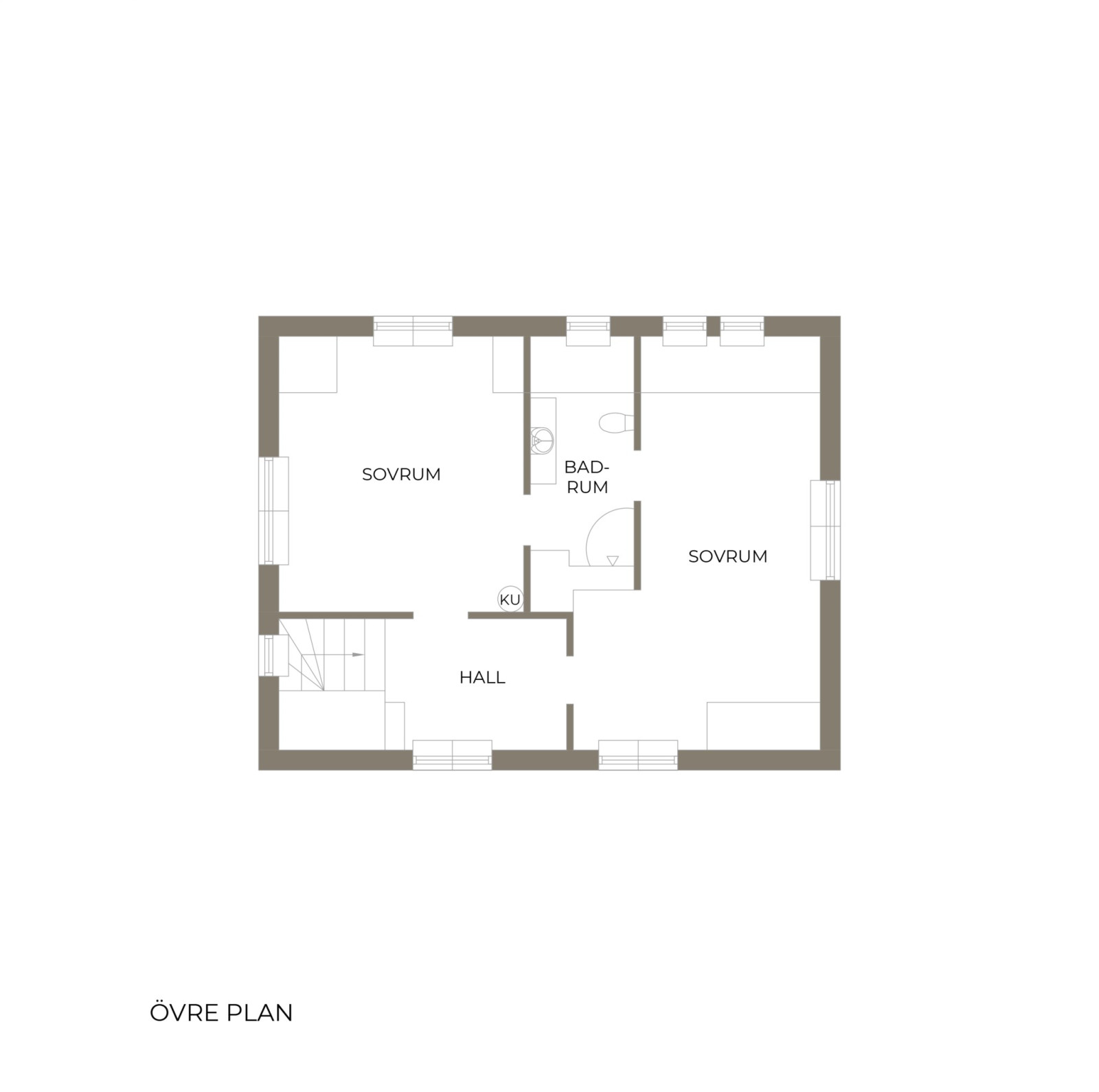 Planritning, övre plan Terrassvägen 11