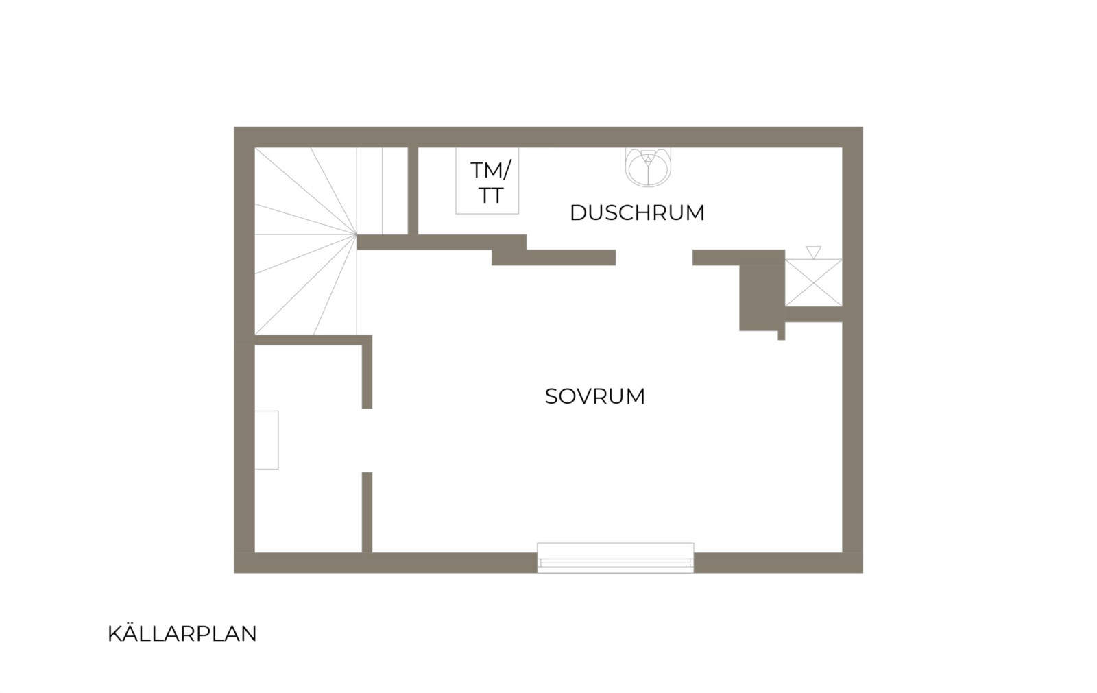 Planritning, lilla huset - källarplan Terrassvägen 11