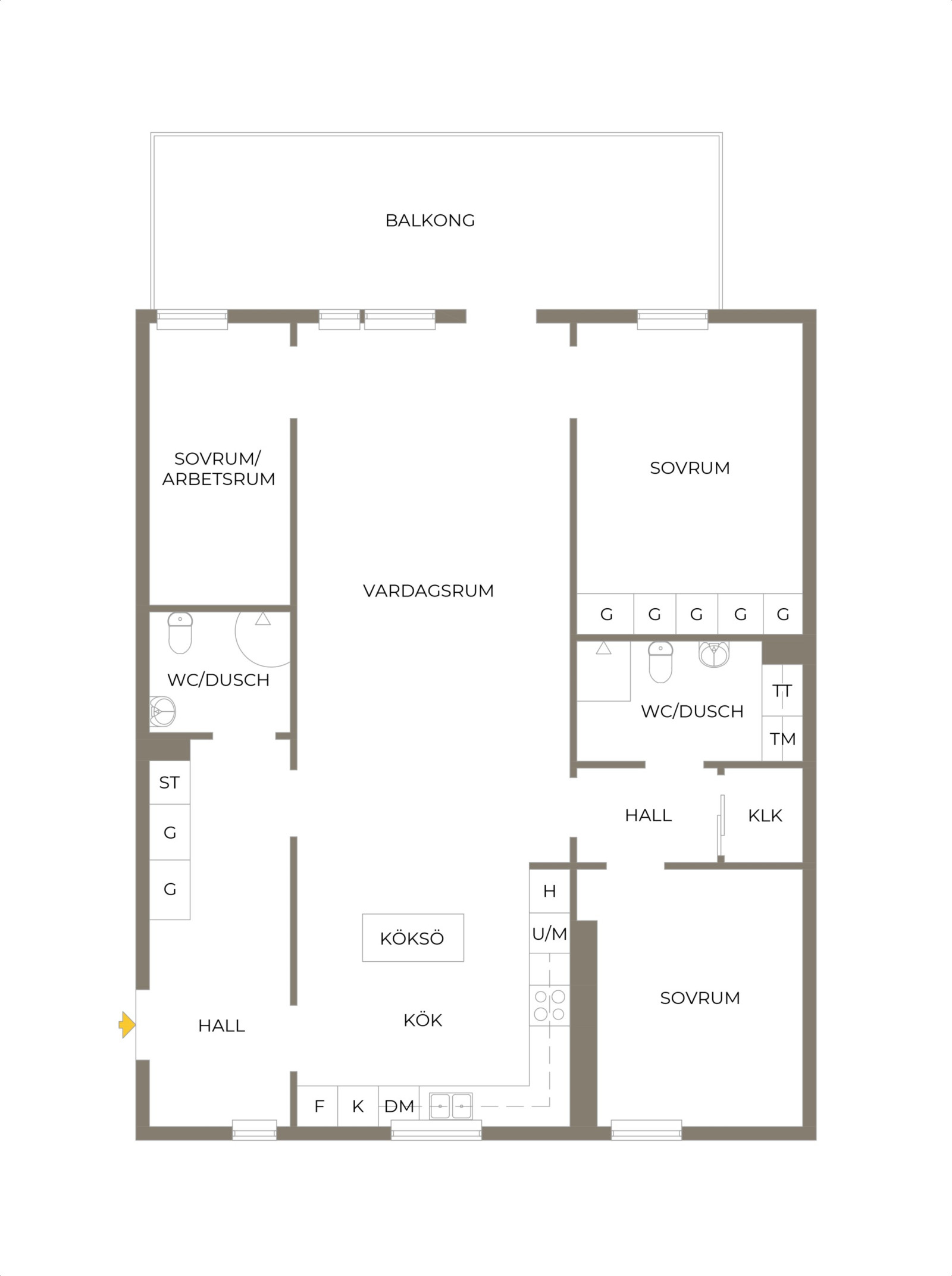Planritning Klockar Malms väg 32, 2tr