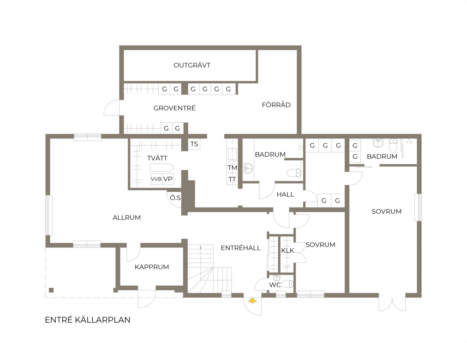 Planritning, entréplan Karlsrovägen 13