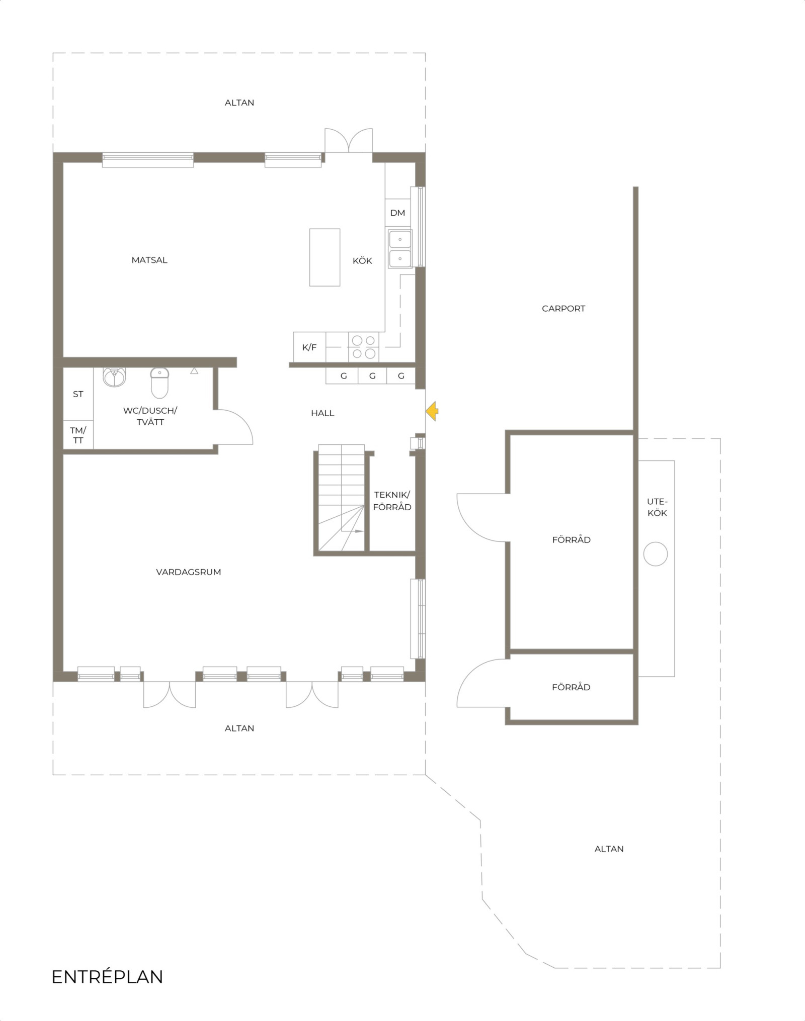 Planritning Entréplan Santararavägen 51