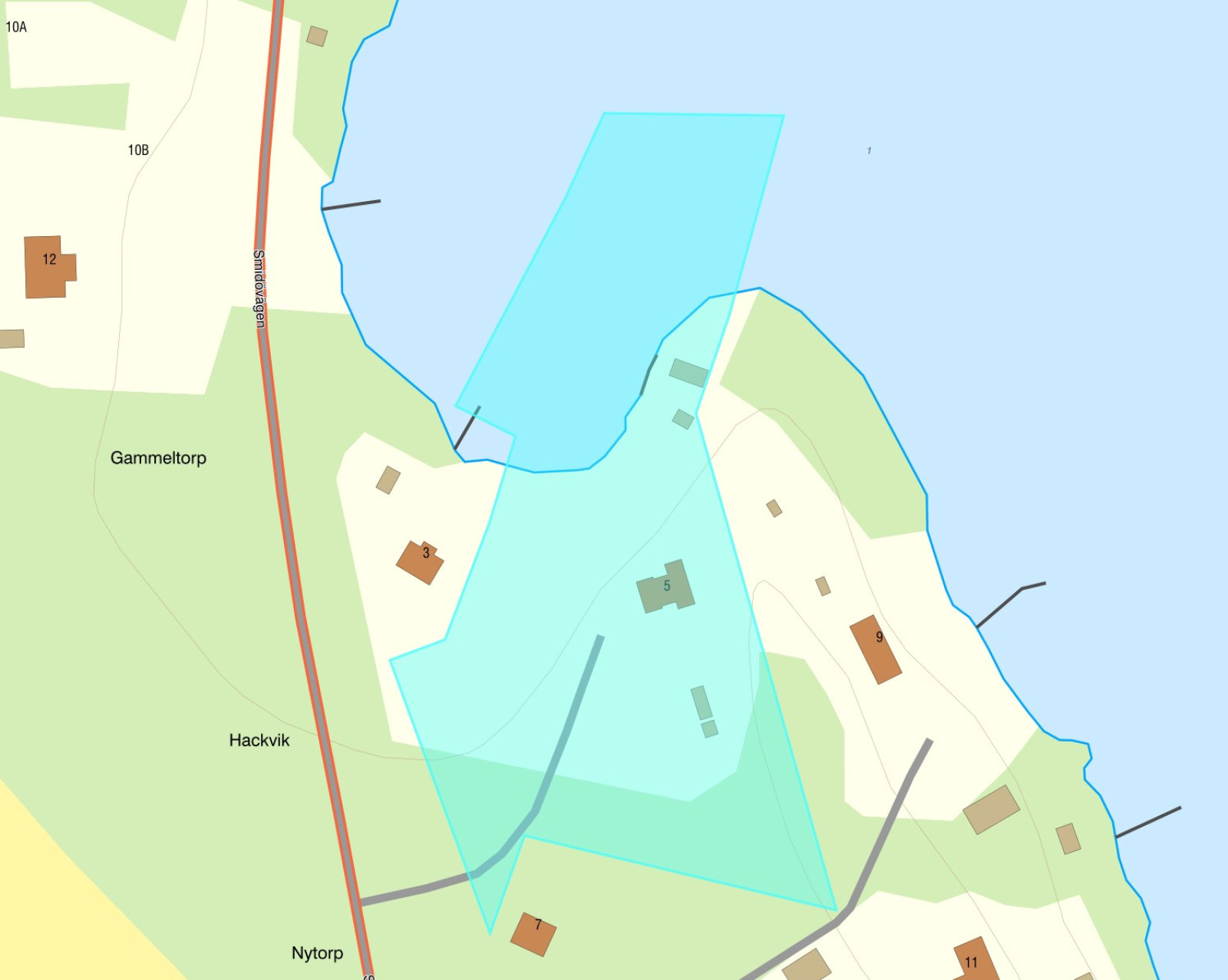 Fastighetskarta - Lindormsnäs 1:20 Smidövägen 5