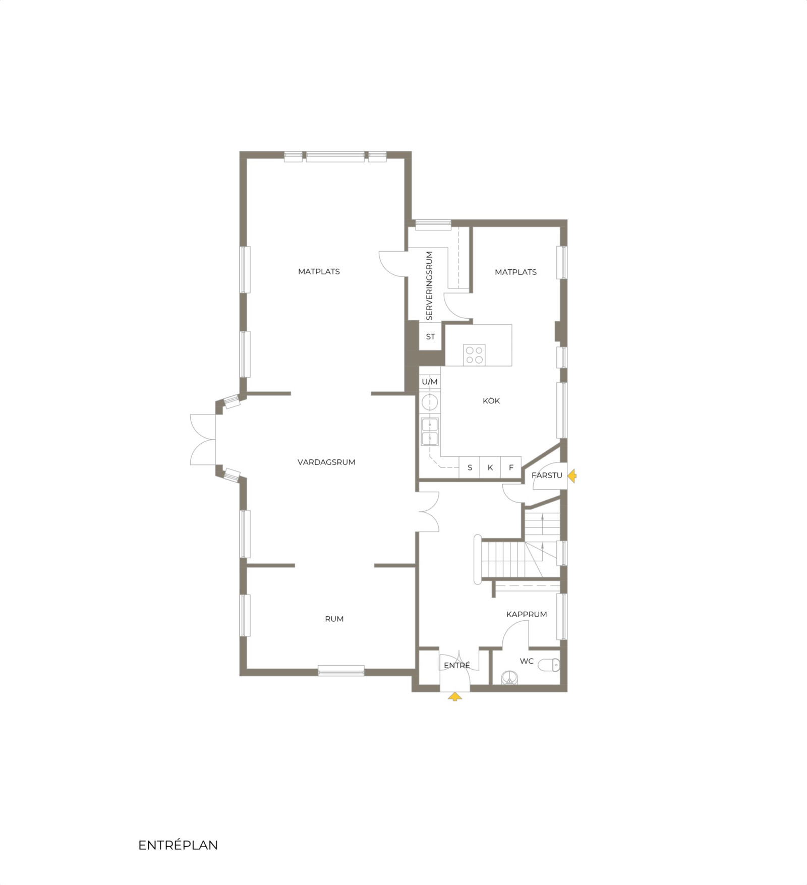 Planritning, entréplan Skeppsvägen 4