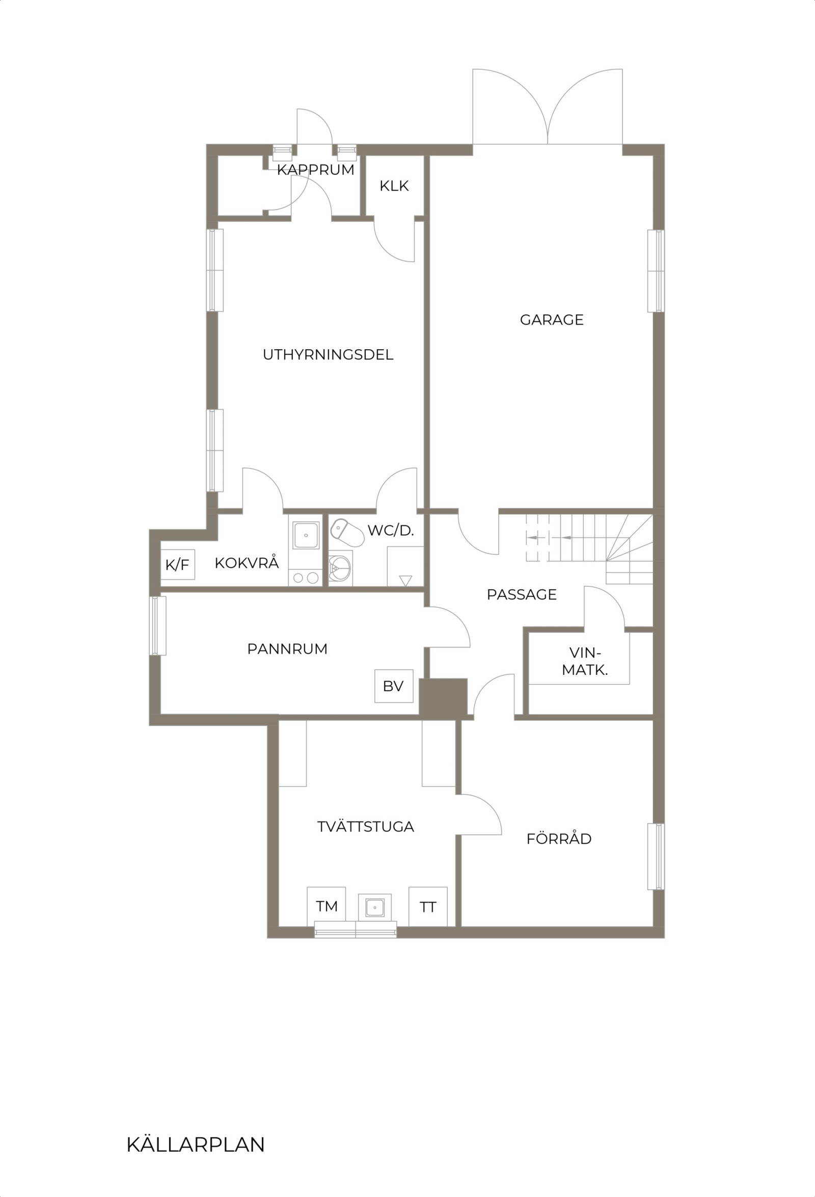 Planritning, källarplan Åsevägen 2