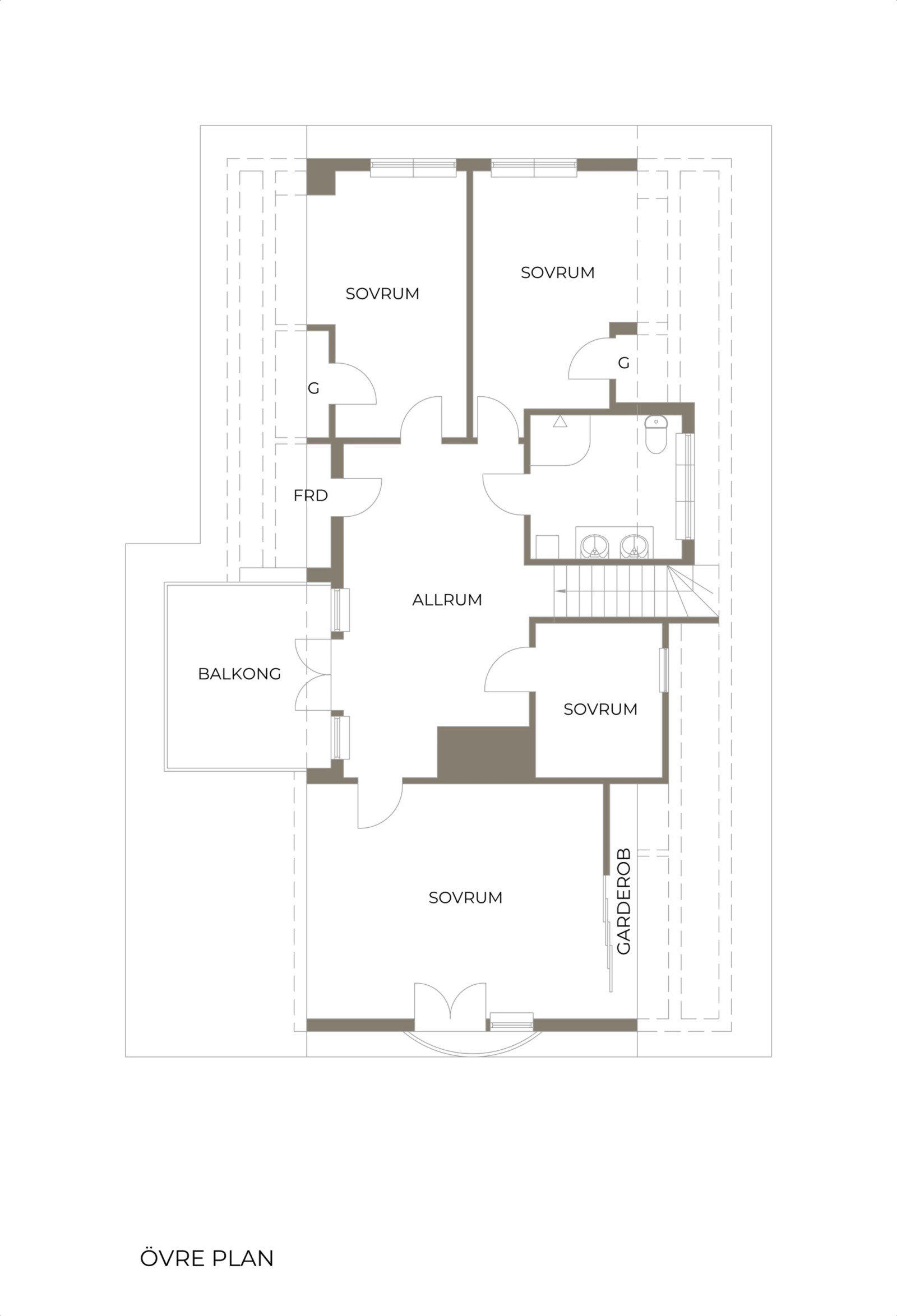 Planritning, övre plan Åsevägen 2