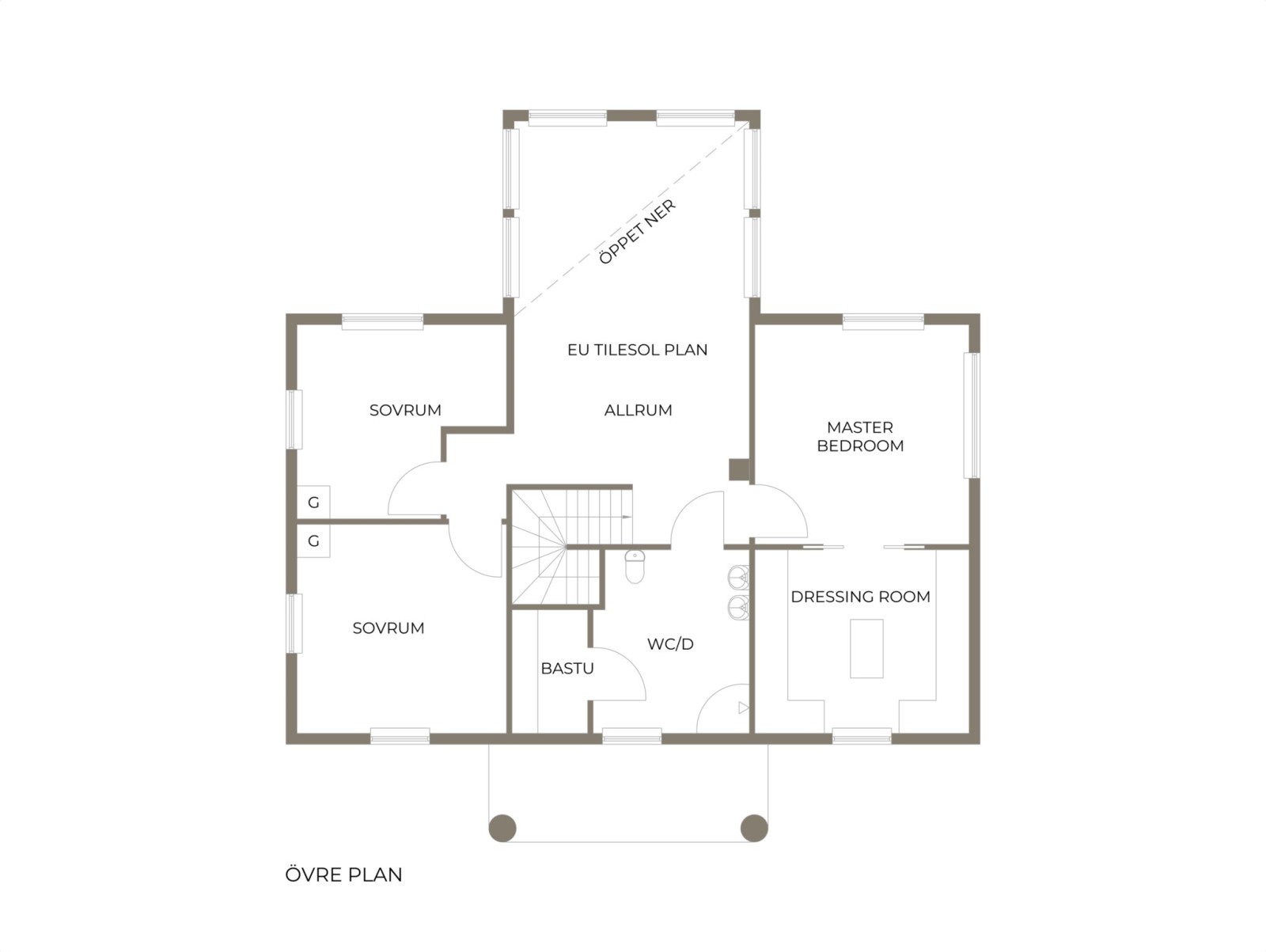 Planritning, övre plan Masthuggarvägen 7