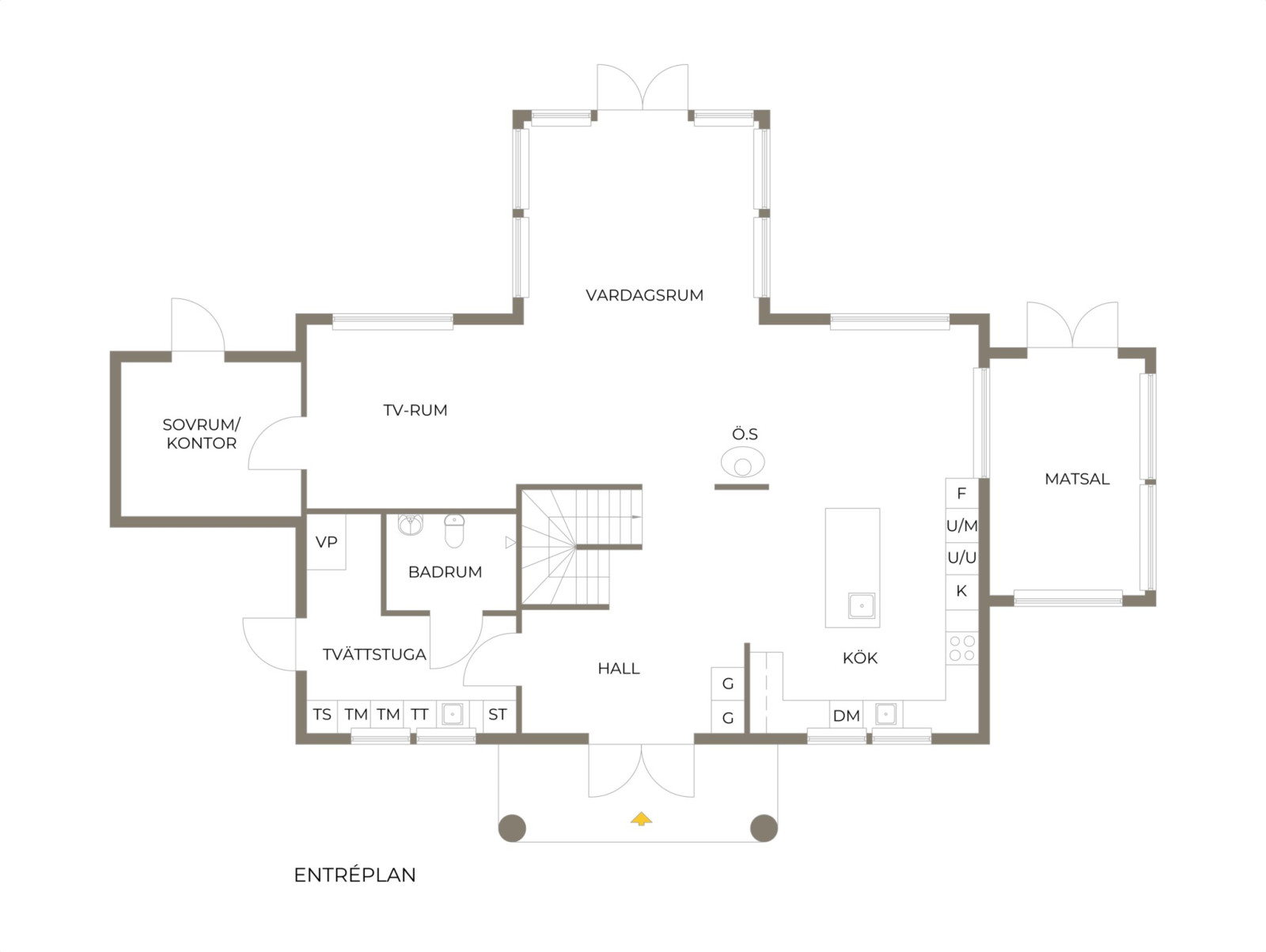 Planritning, entréplan Masthuggarvägen 7