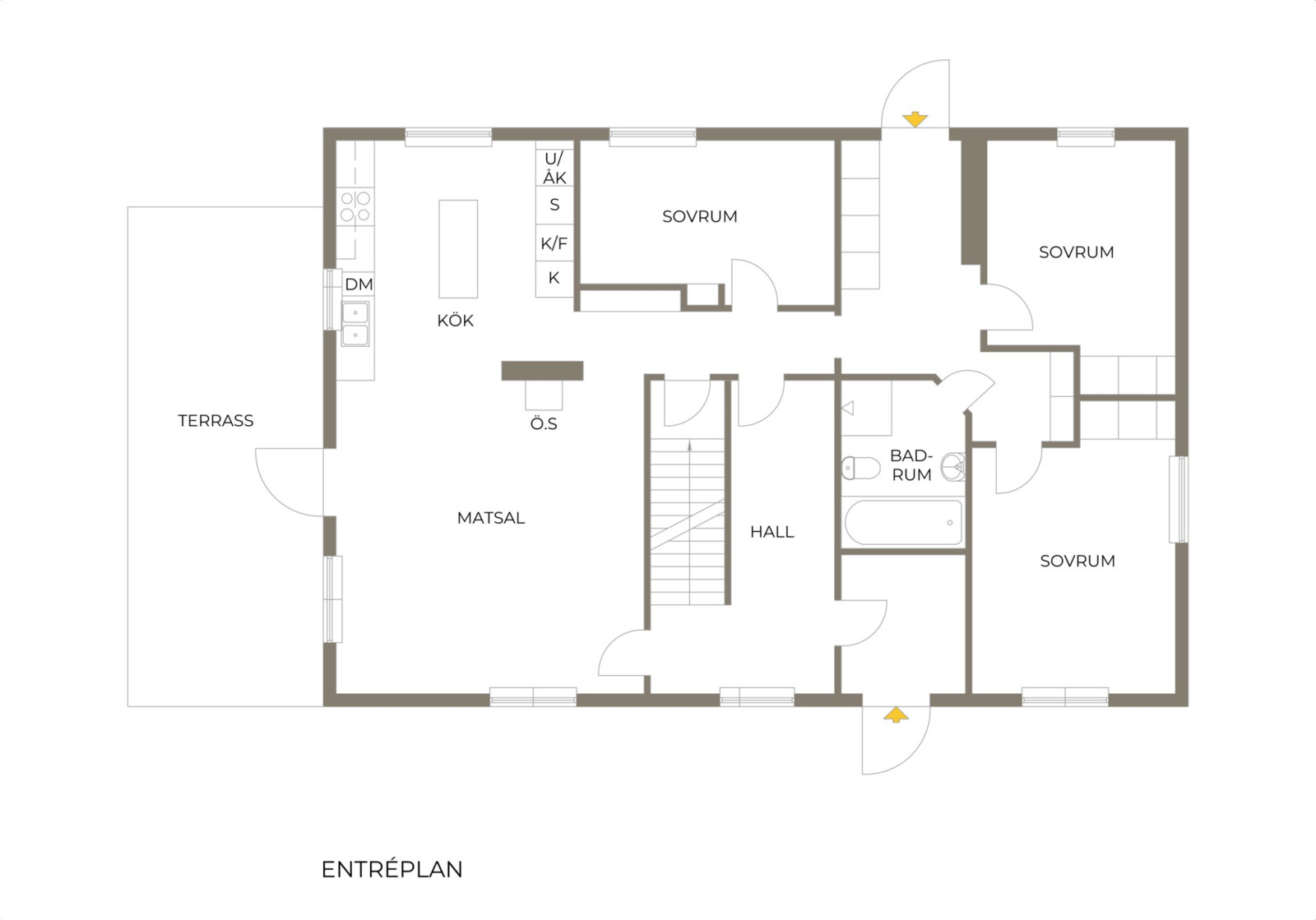 Planritning, entréplan Älgstigen 12