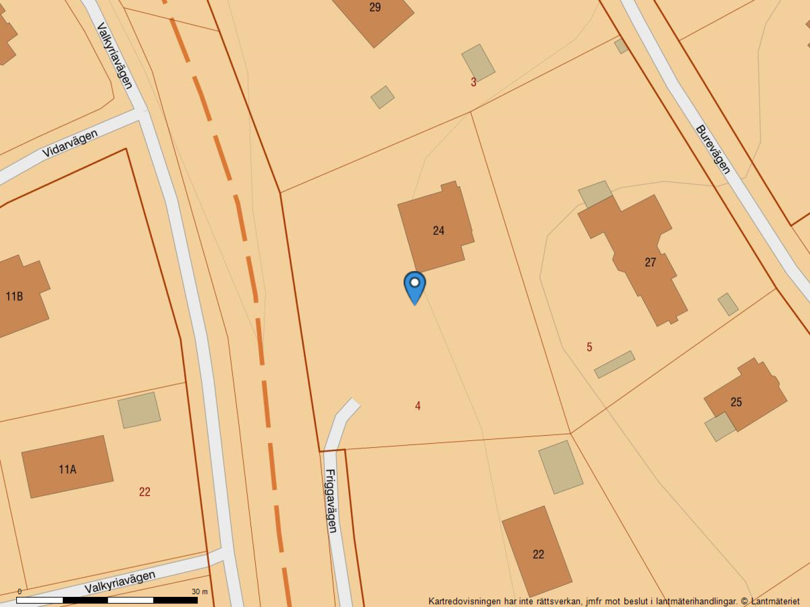 Fastighetskarta Friggavägen 24