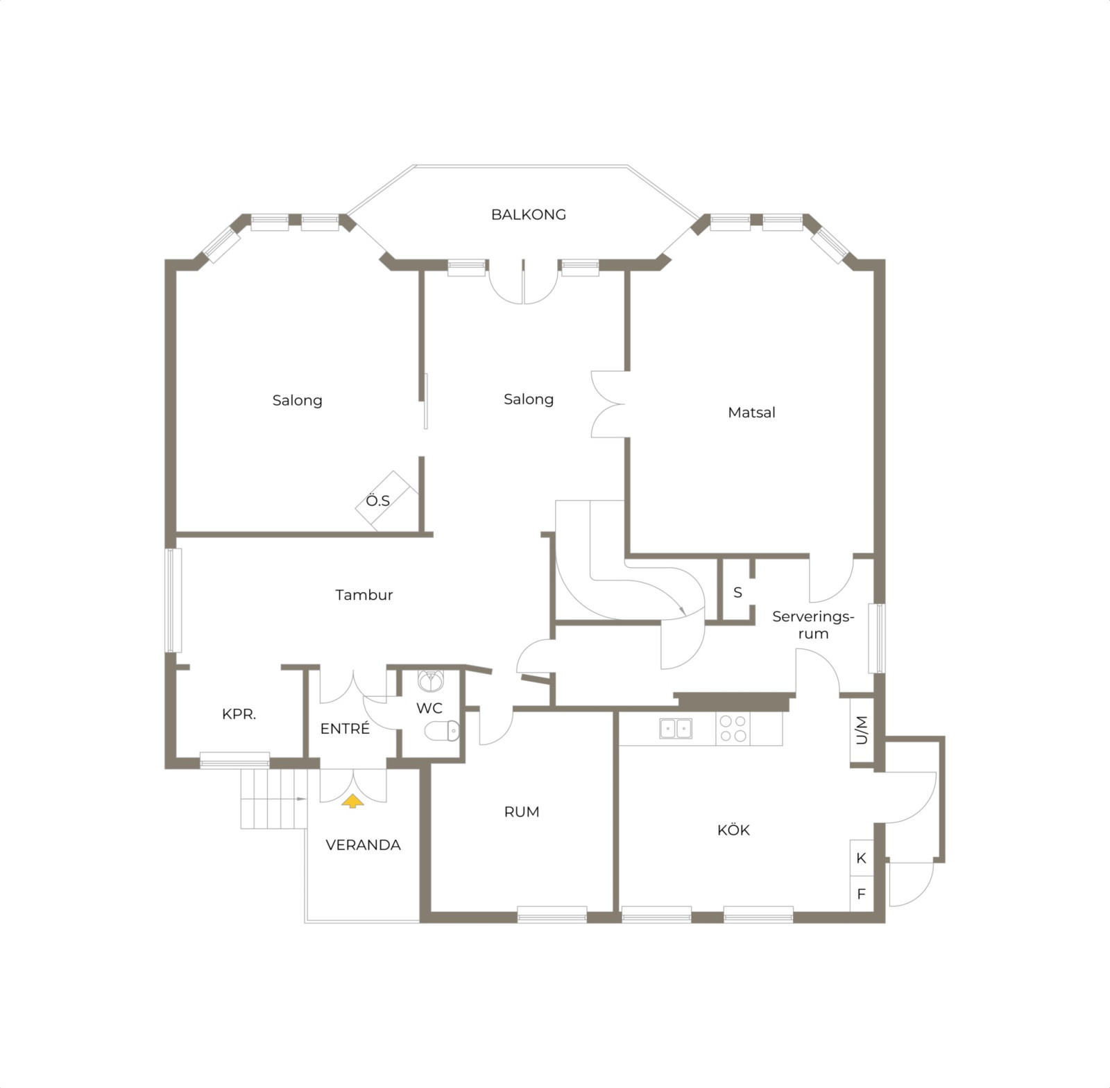 Planritning, entréplan Friggavägen 24