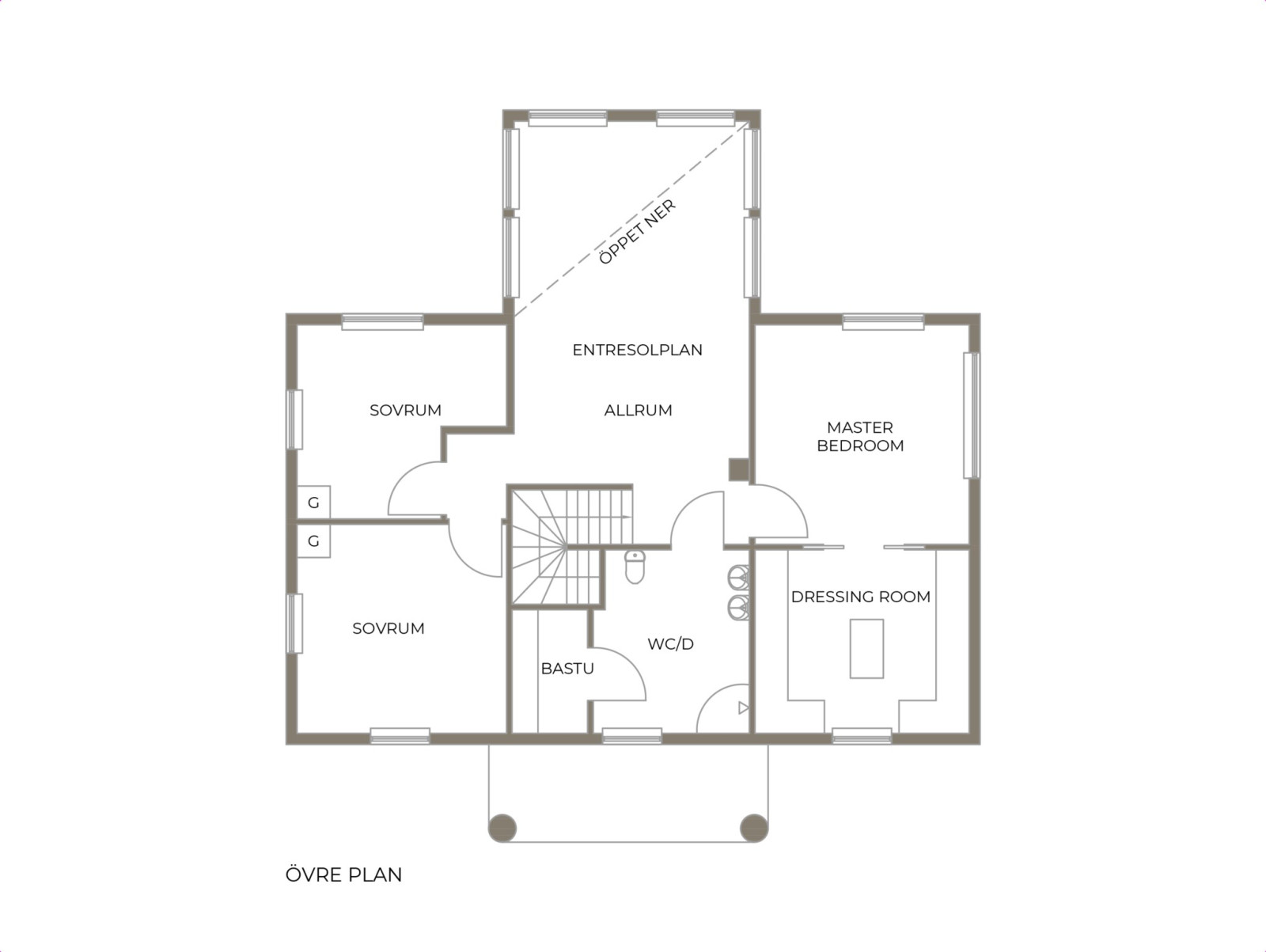 Planritning, övre plan Masthuggarvägen 7