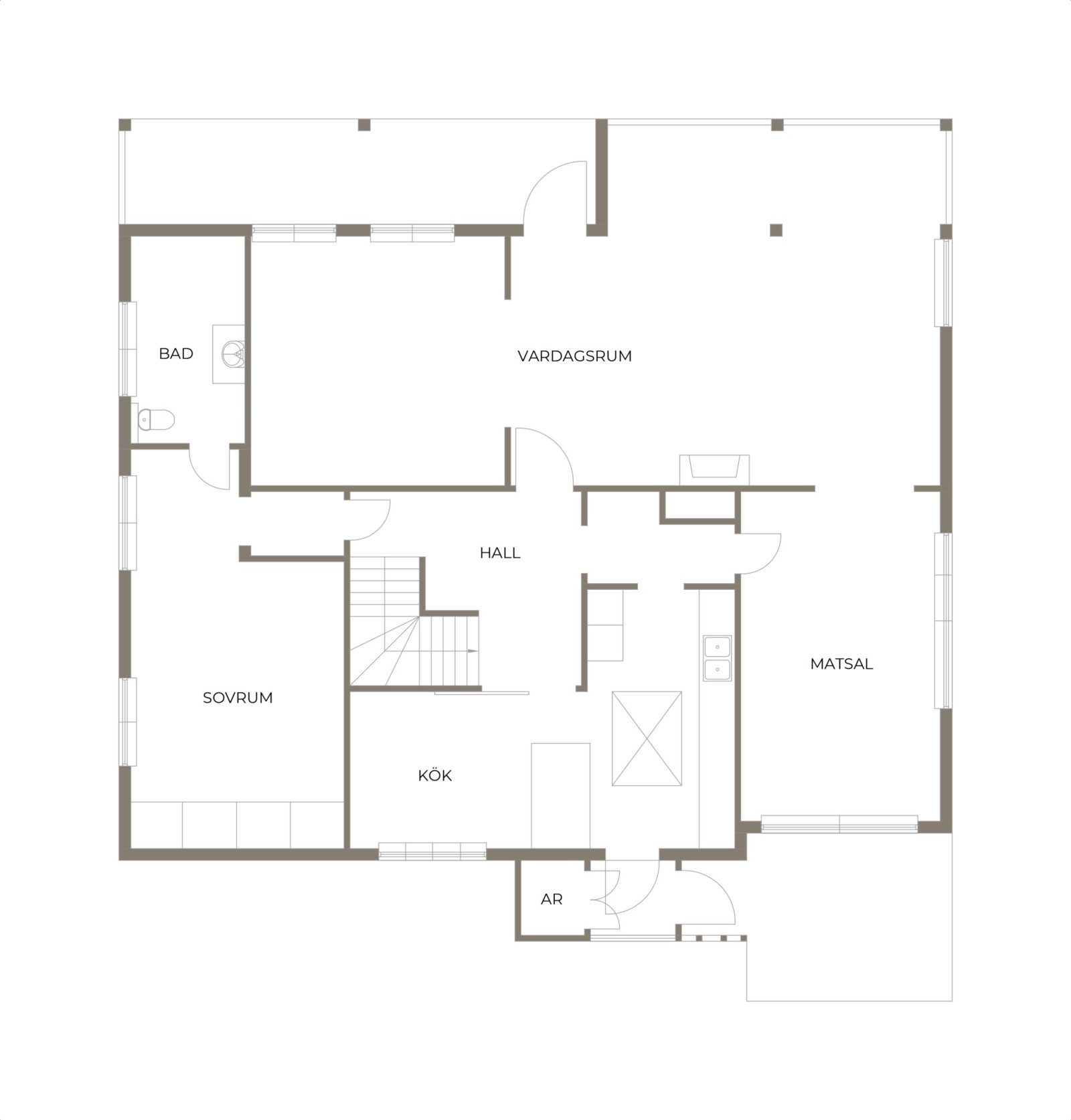 Planritning, övre plan Orrspelsvägen 11
