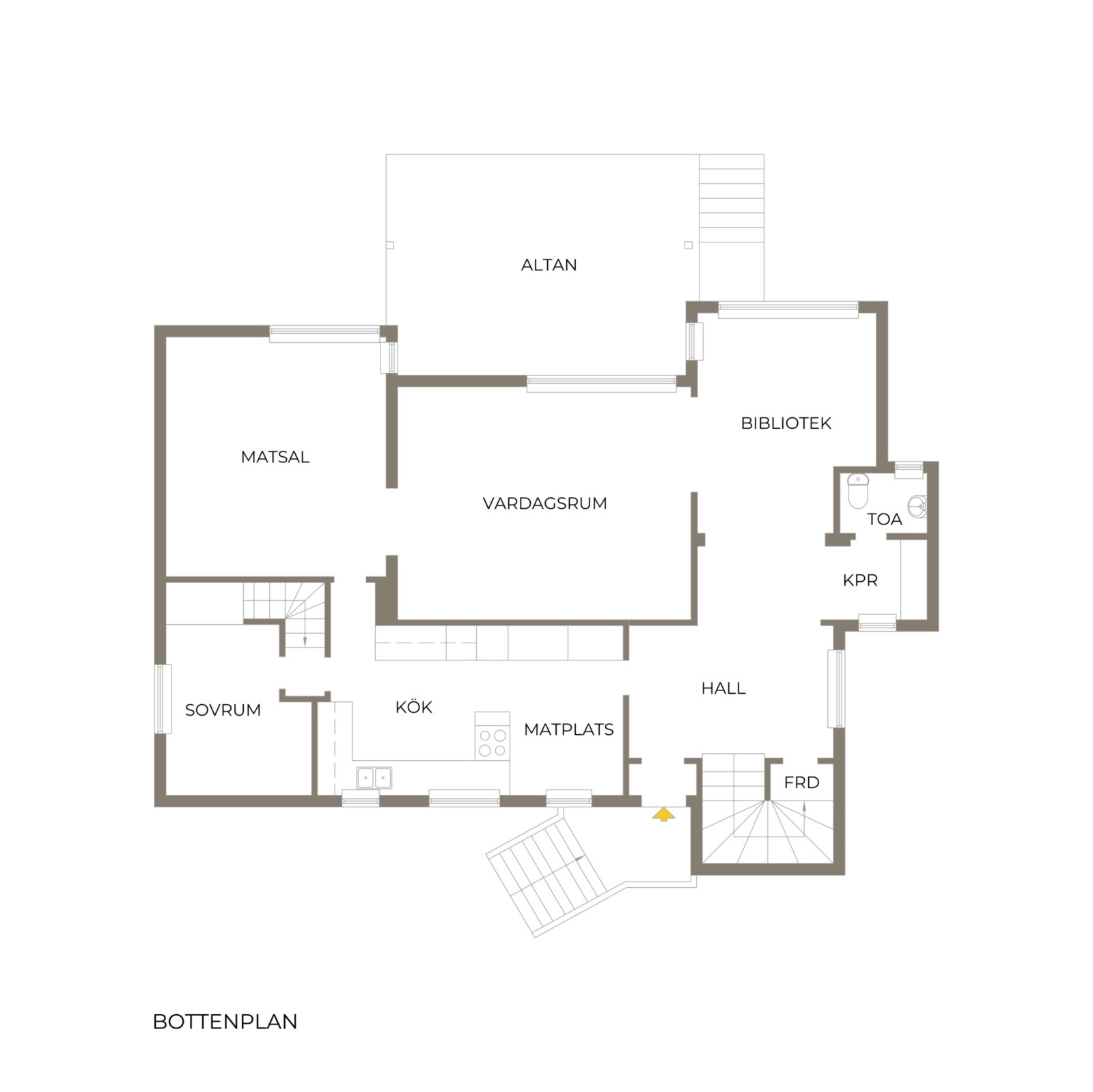 Planritning, entréplan Urdavägen 8