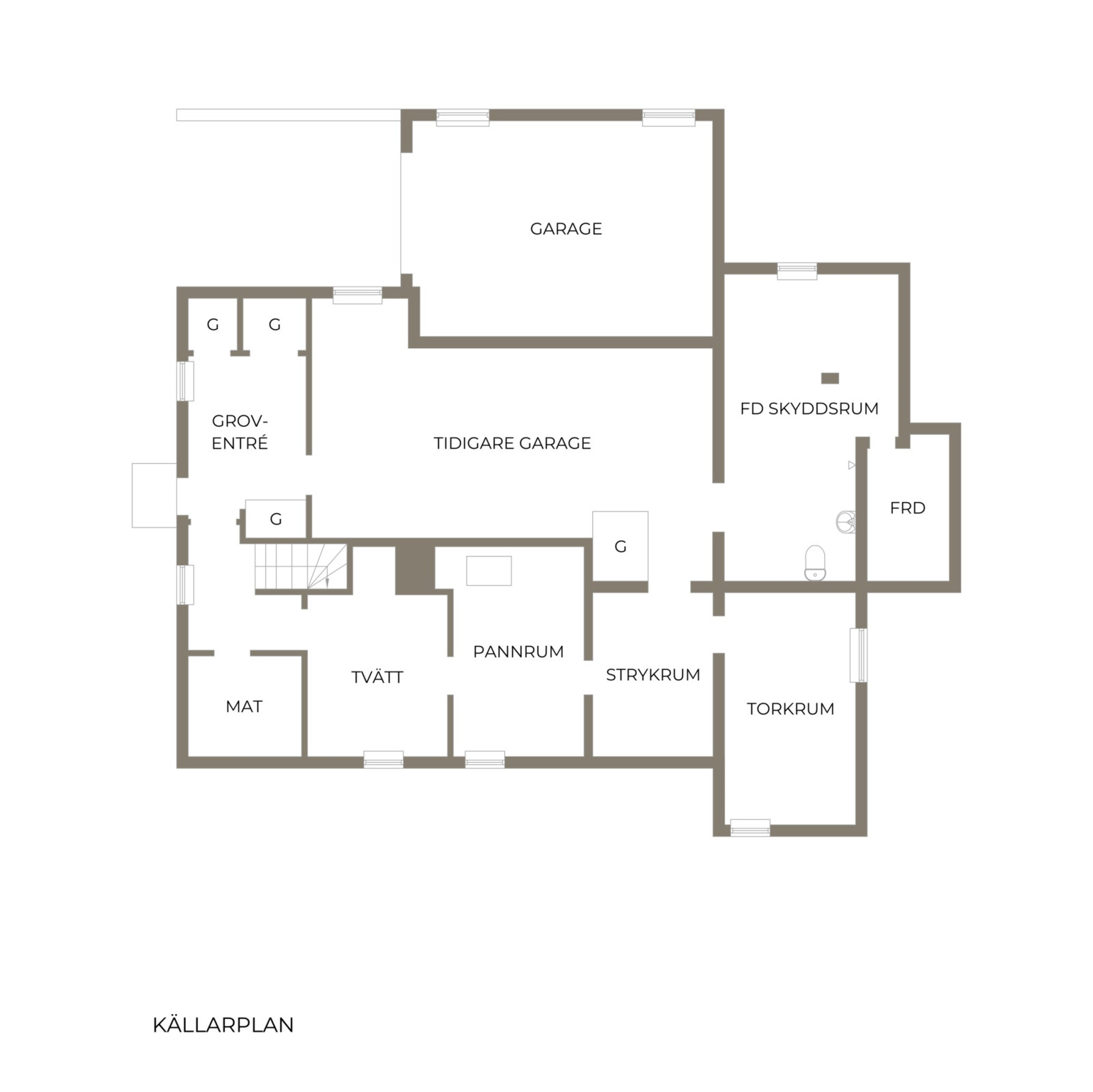 Planritning, källarplan Urdavägen 8