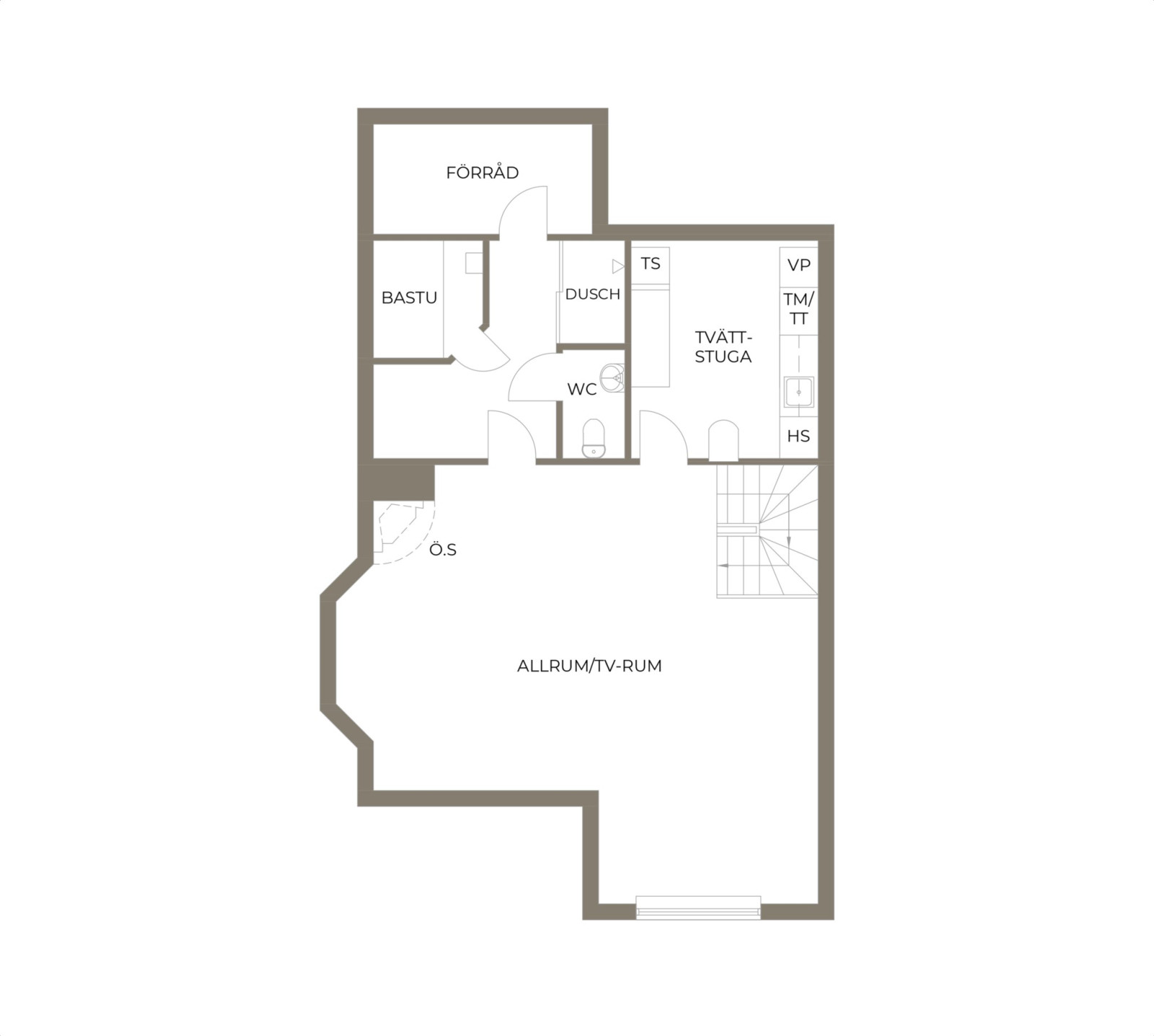 Planritning, källarplan Kevinge Strand 21E