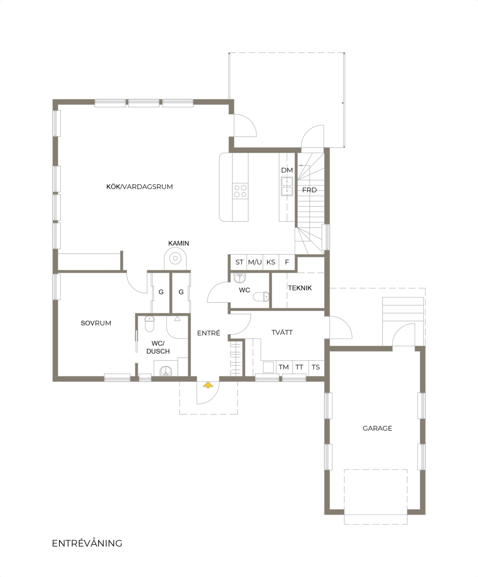 Planritning, entréplan Sjöbergsvägen 30