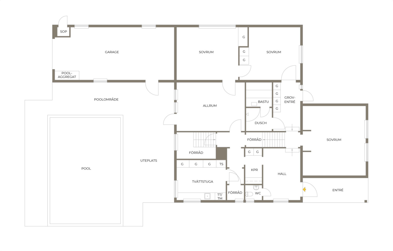 Planritning, entréplan Blidövägen 34
