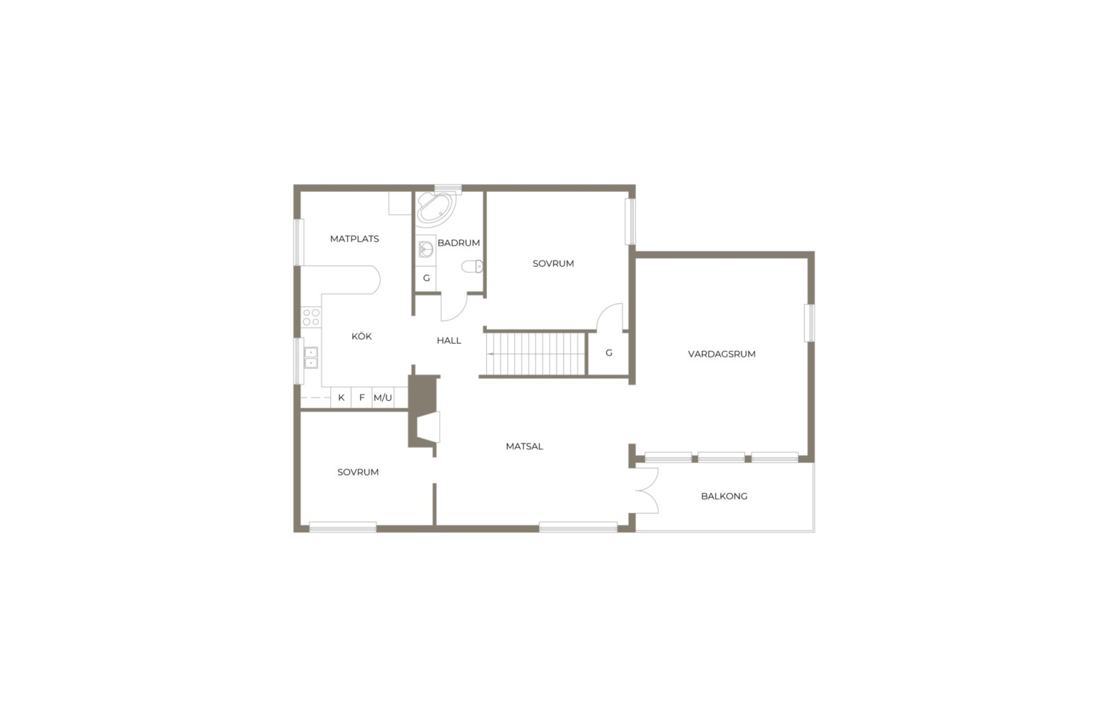Planritning, övre plan Blidövägen 34