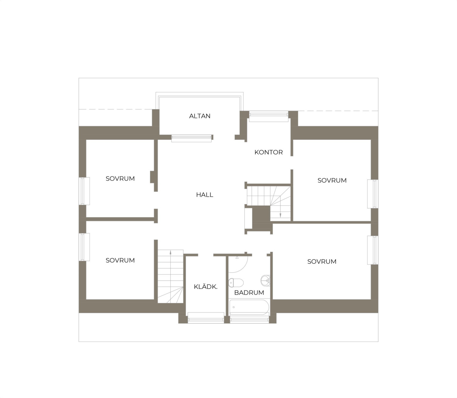 Planritning, övre plan Fenjavägen 5