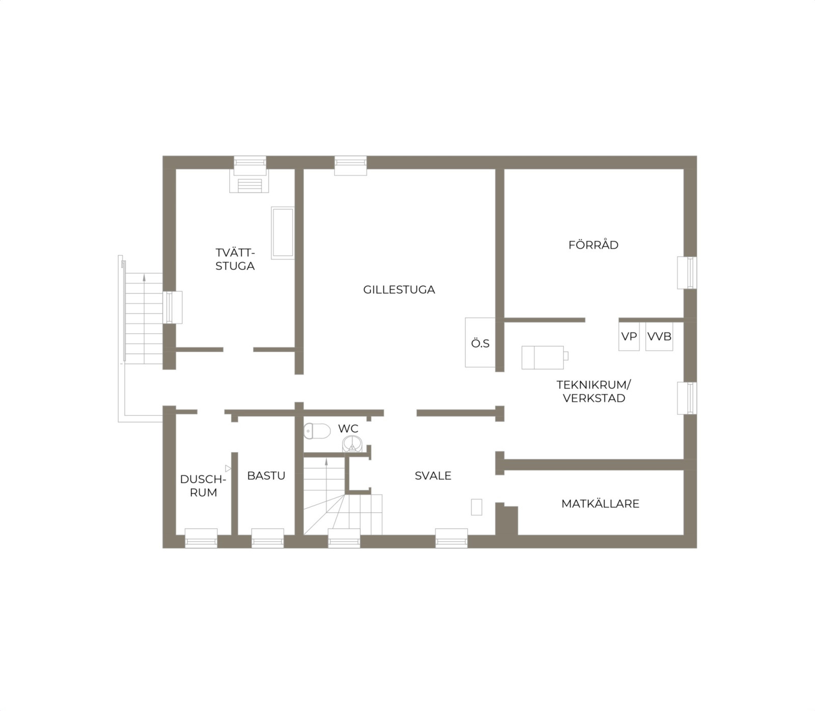 Planritning, källarplan Fenjavägen 5