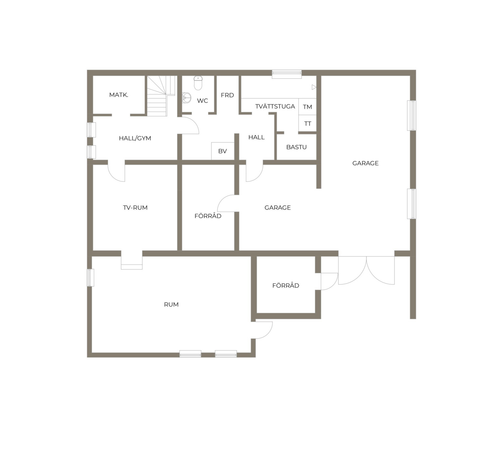 Planritning, källarplan Noragårdsvägen 37