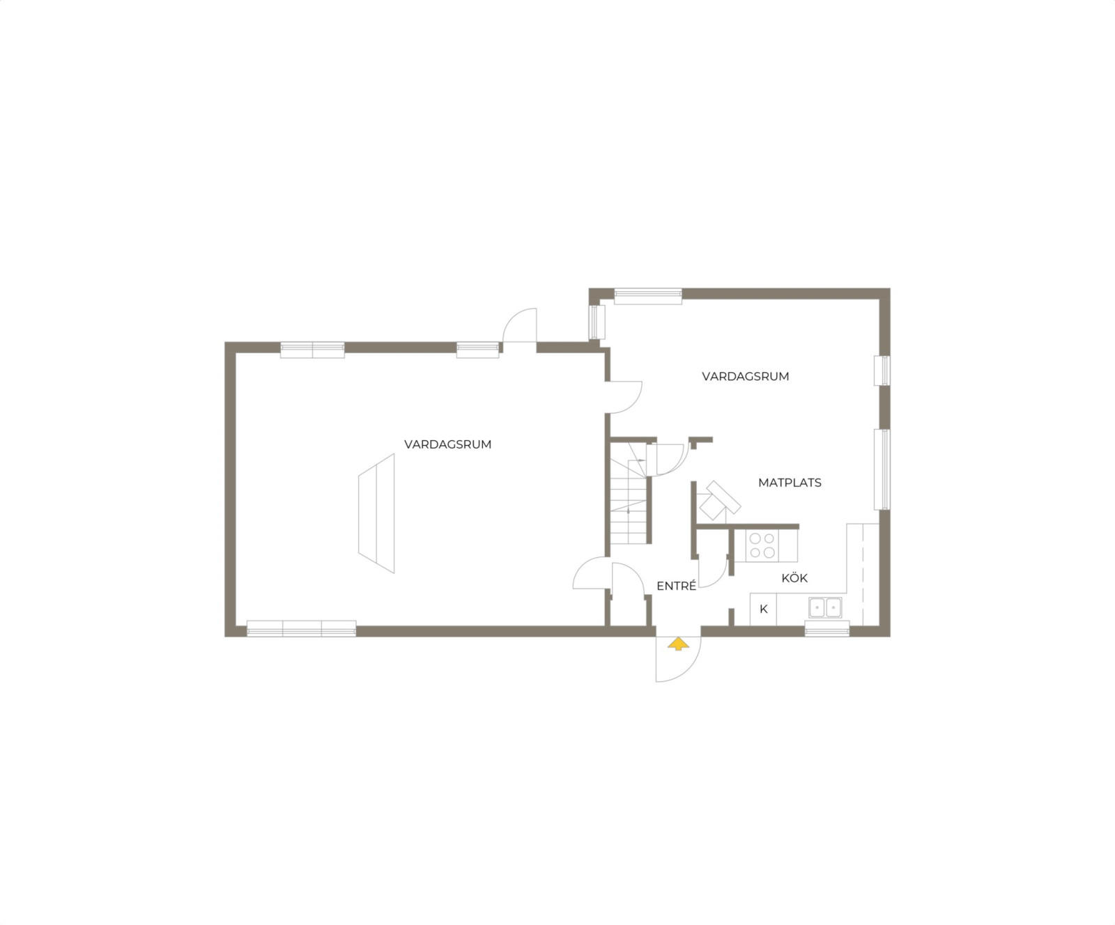 Planritning, mellersta plan Utsiktsvägen 3