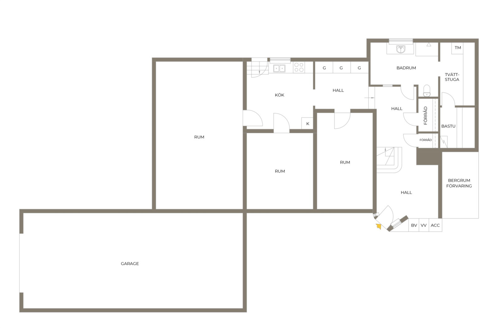 Planritning, entréplan Utsiktsvägen 3