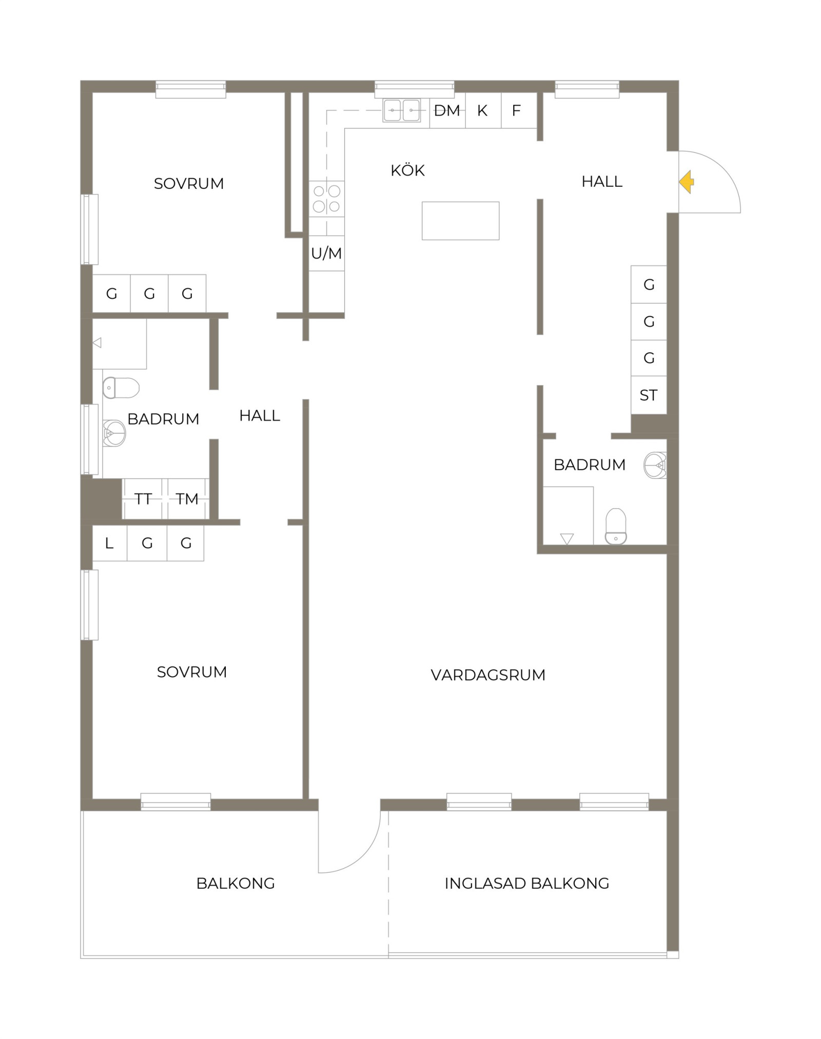 Planritning Klockar Malms väg 28, 3tr